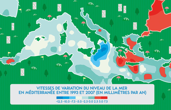 Illustration du changement du niveau de la mer.