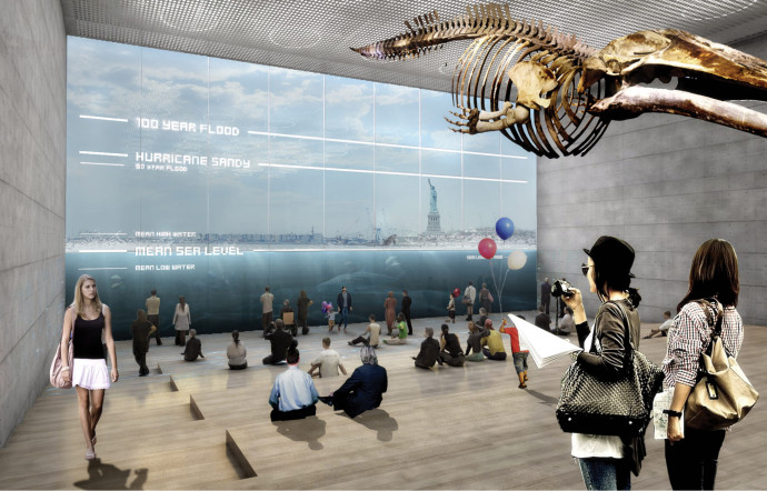 L’aquarium inversé fait partie du projet BIG de musée maritime, dont le bâtiment lui-même, situé face à l’eau, servira de protection contre les inondations.