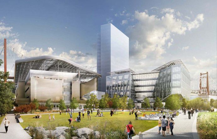Cornell Tech, encore en construction sur l’île Roosevelt, entre Manhattan et le Queens, est dédiée aux technologies et à l’entreprenariat. Le projet a été financé par des investisseurs privés, comme Google.