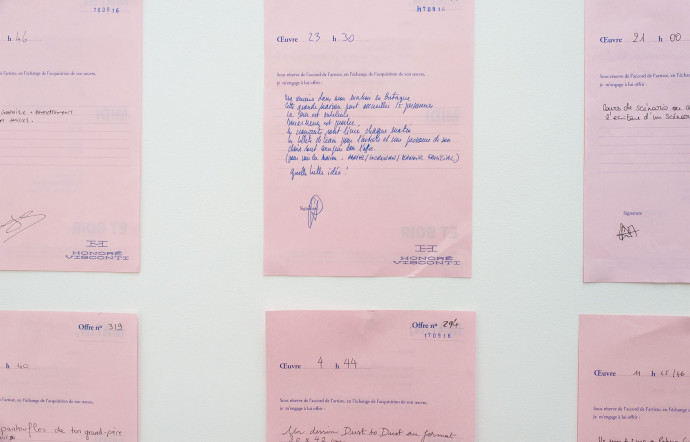 L’idée : créer un lien différent entre les artistes et les acquéreurs. Ces derniers étant encouragés à donner un peu plus d’eux-mêmes. Ainsi, 558 offres ont été formulées, et 59 échanges réalisés.