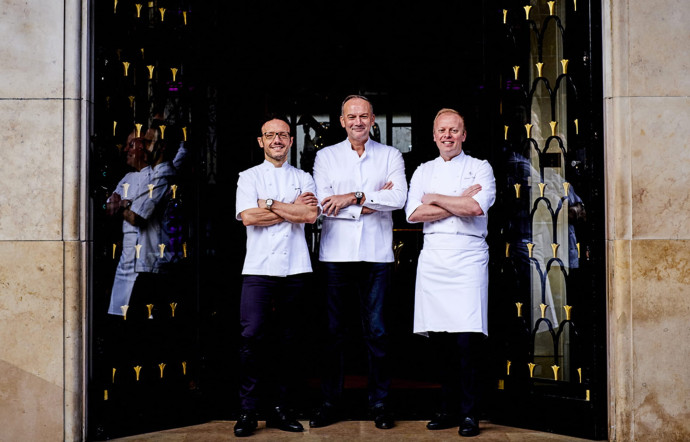 Simone Zanoni, Christian Le Squer et David Bizet : les trois chefs étoilés du Four Seasons Hotel George V.