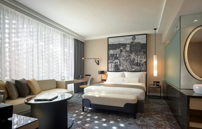 La déco presque boutique-hôtel, du Stripes Kuala Lumpur.