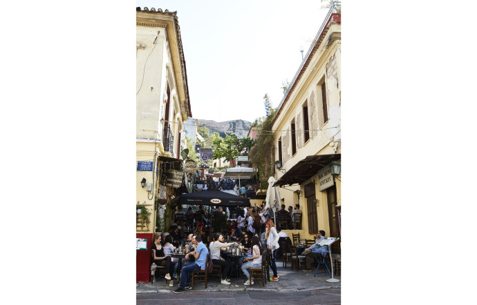 Les ruelles escarpées de Plaka, l’un des plus anciens quartiers d’ Athènes.