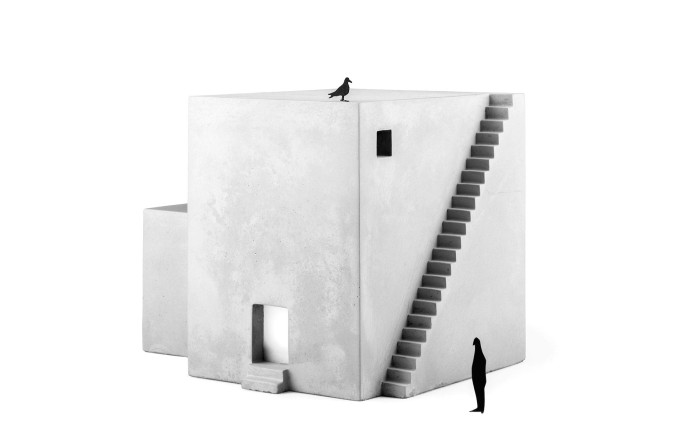 « Horizon » est une création étonnante qui mêle béton brut et lumière délicate.