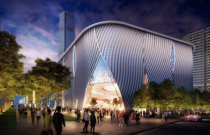 Le Xiqu Centre, en cours de développement, futur hub culturel.