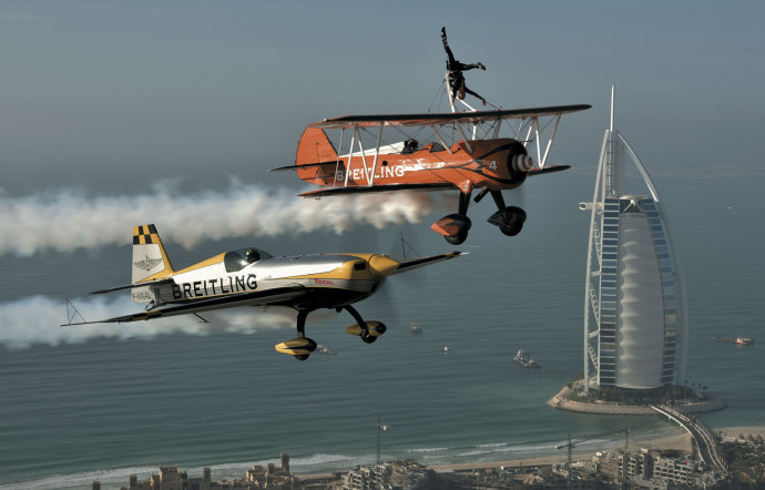 Aude Lemordant dans son Extra 330 SC, à Dubaï, lors des World Air Games 2015.