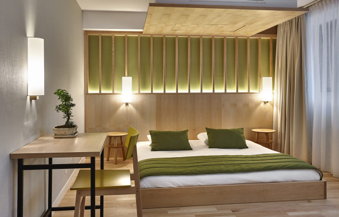 Une chambre de l’hôtel Yadoya du groupe Everland hôtels, à Bruxelles.