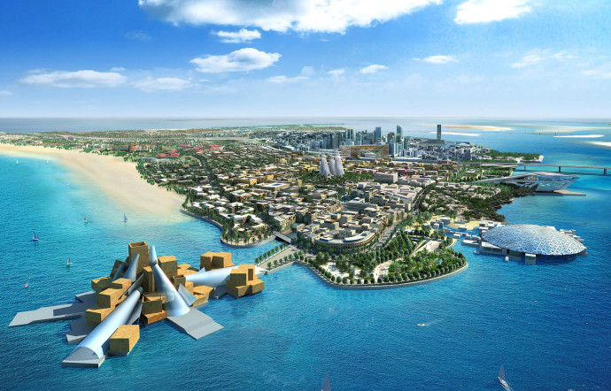 Le Saadiyat Cultural District, avec des constructions signées Zaha Hadid, Jean Nouvel et Frank Gehry entre autres.