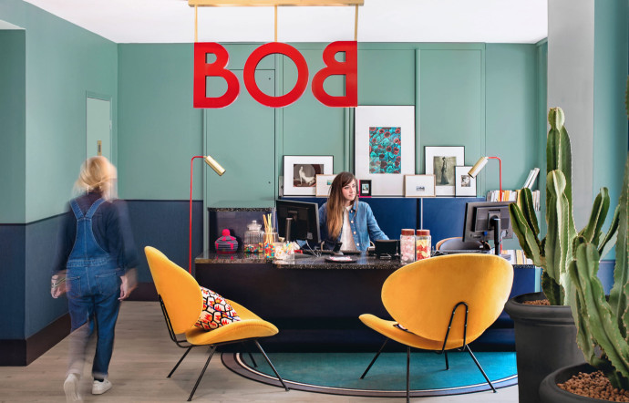 La réception de l'hôtel BOB, dans le 14e arrondissement de Paris.