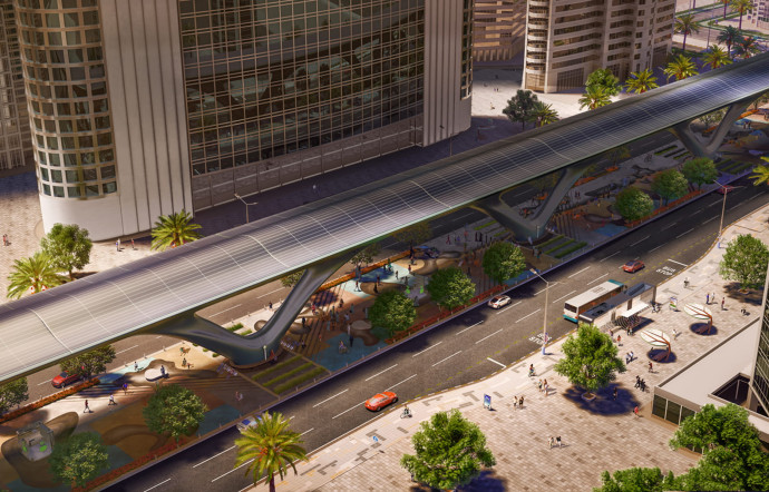 Les panneaux solaires disposés le long de la ligne.