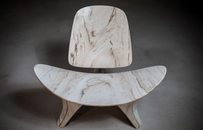 Le fauteuil Lapella était la pièce phare du salon dédié aux nouvelles technologies et à la stéréotomie, la science de la découpe des matériaux de construction tels que la pierre, organisé à New York en avril dernier.