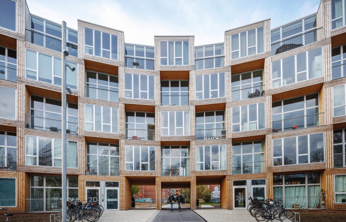 La façade de l’immeuble imaginé par le Bjarke Ingels Group pour Lejerbo.