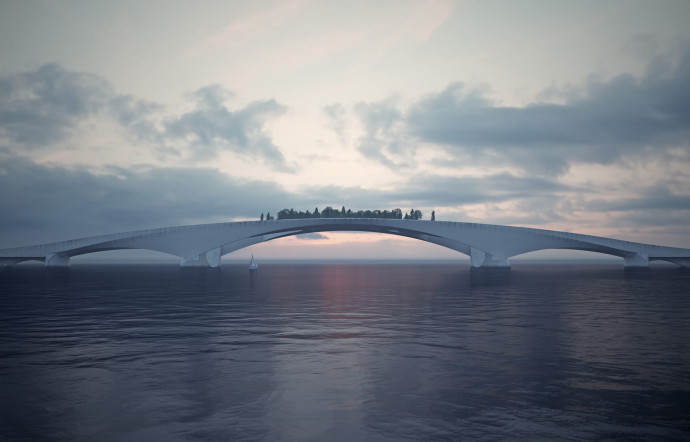 Le Butterfly Wing Bridge, que Wright avait prévu pour relier San Francisco et Oakland, en Californie.