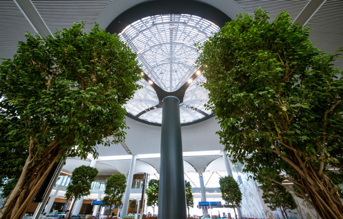Le design de l’aéroport d’Istanbul a été confié à Andrew Thomas, qui s’est inspiré des élégantes mosquées édifiées par le grand architecte Mimar Sinan sous le règne de Soliman le Magnifique, au XVIe siècle.