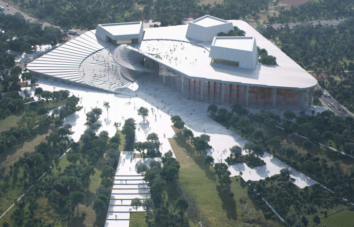 L’opéra de Shanghai imaginé par Snøhetta couvrira 134 000 m² sur les rives de la rivière Huangpu.