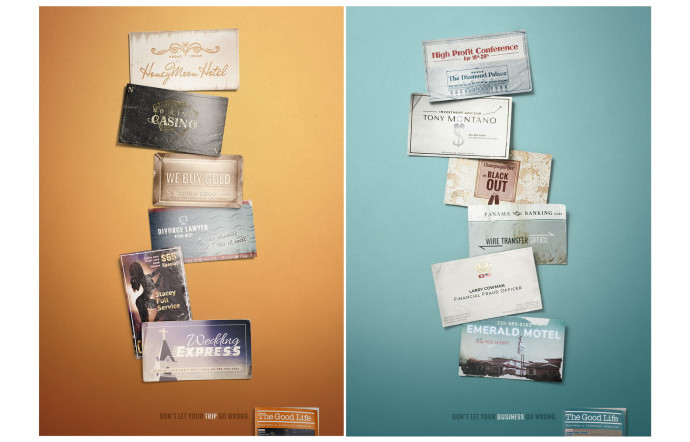 Deux des trois visuels réalisés par McCann France pour The Good Life.