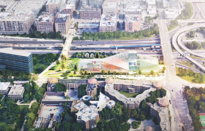 Le projet proposé par OMA et KOO pour le Center for the Arts de Chicago.