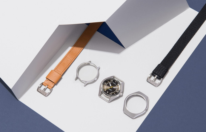 La boîte du modèle Chronostase est pourvue d’un système de carrure amovible et interchangeable à souhait en fonction des humeurs et des envies.