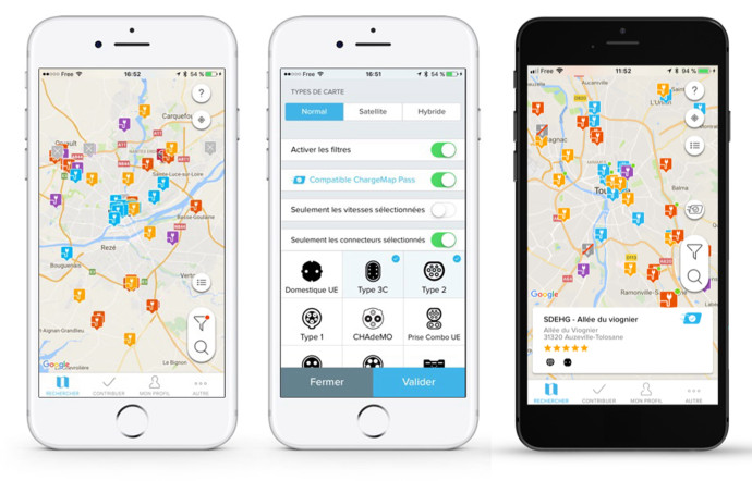 Pour piloter la recharge de la batterie ou trouver des stations de recharge sur son trajet, il suffit de posséder un smartphone et de télécharger l’application idoine.