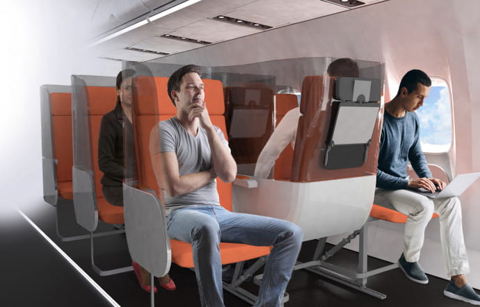 Bulles et parois : des designers imaginent l'aviation post-coronavirus