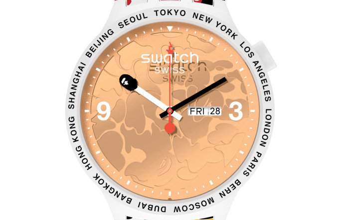 Tokyo White Multi Camo, Swatch x BAPE, 135 €.