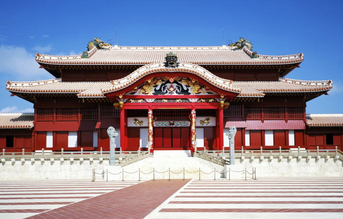 Le château de Shurijo situé dans la ville de Naha, avant le grand incendie de 2019.