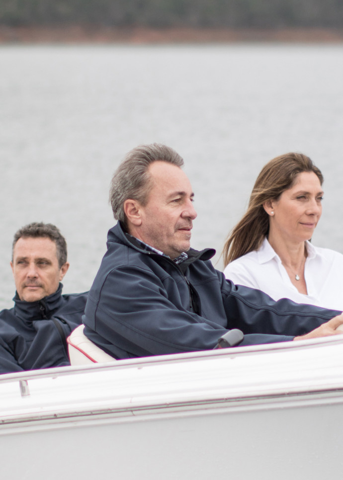 Les trois associés-fondateurs des caviars Rova, Alexandre Guerrier, Christophe et Delphyne Dabezies