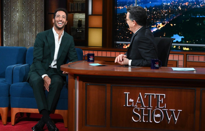 Daniel Ricciardo sur le plateau de Stephen Colbert.