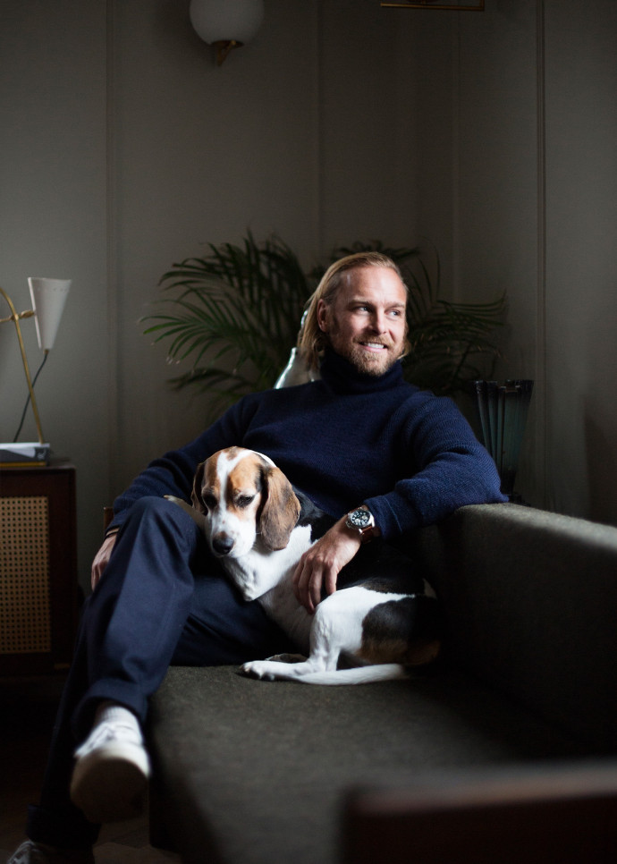 Kalle Gustafsson et son Beagle, Will.