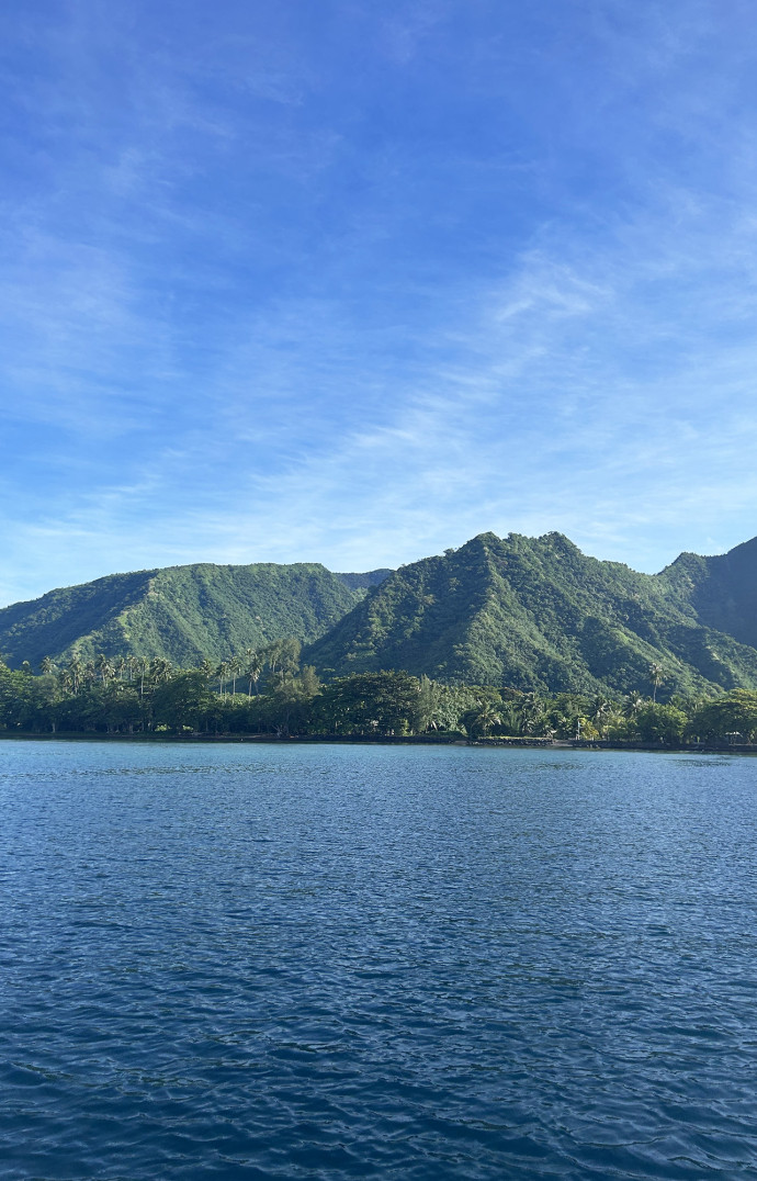 Le Fenua Aihere, vu du bateau.