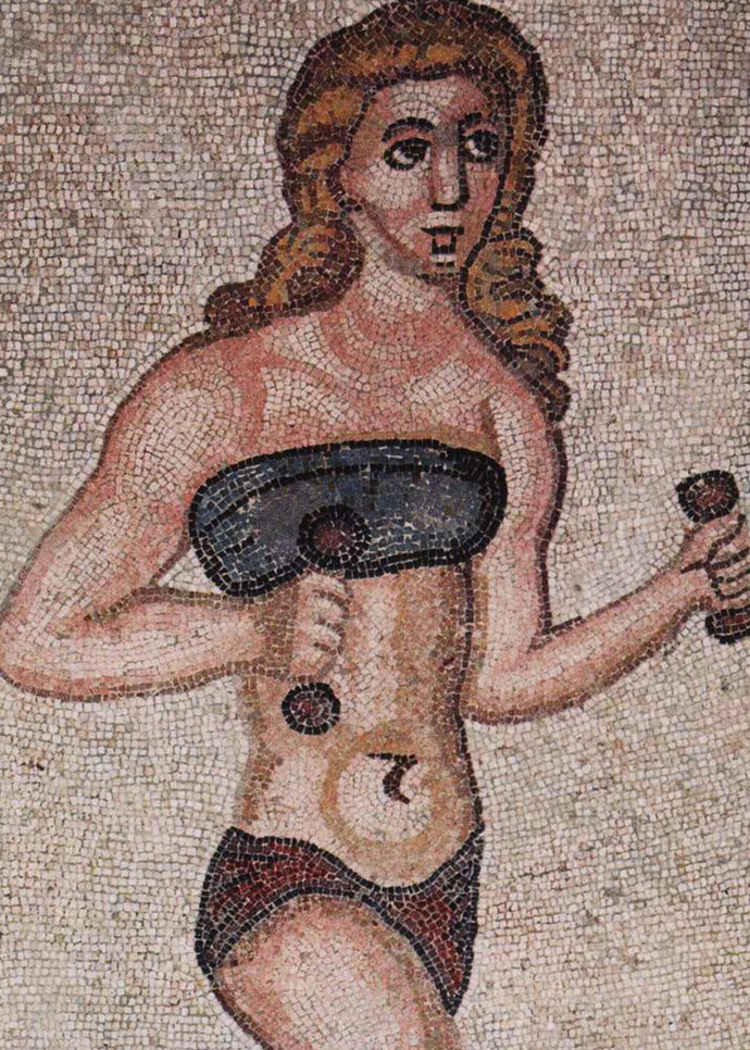 Mosaïque dans la Villa Romana del Casal, en Italie.