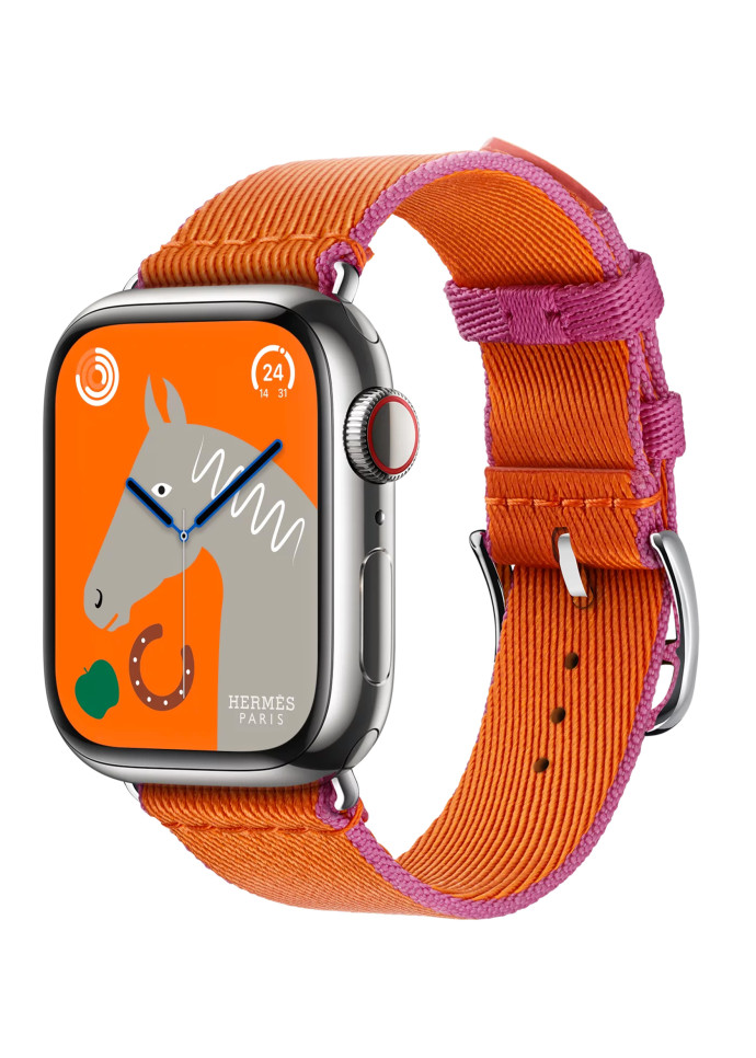 Le bracelet Twill Jump avec sa touche colorée.