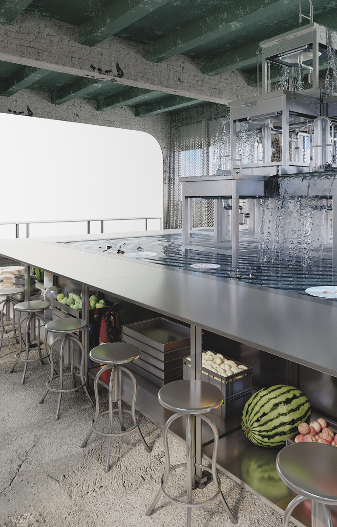Aperçu de la scénographie grandiose du prochain restaurant We Are Ona.