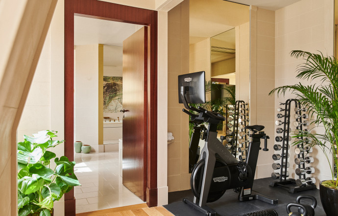 Le coin pour les sportifs est équipé par Technogym.