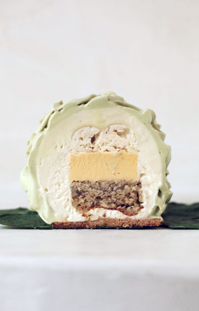 Bûche yuzu et feuille de figuier.