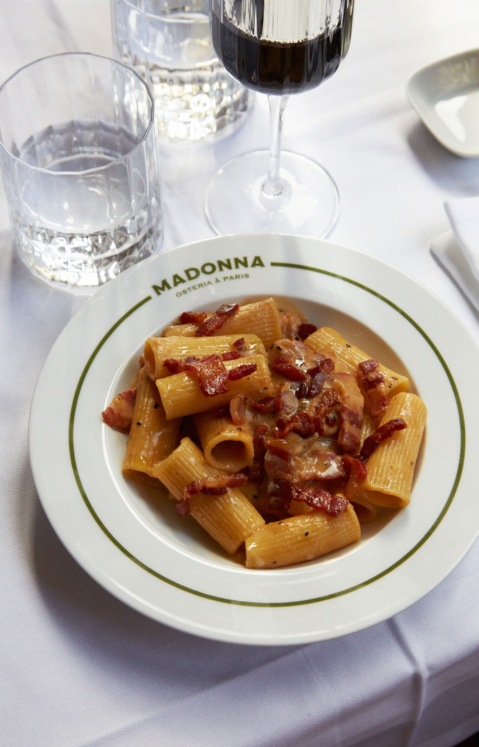 Les rigatoni « alla » carbonara.