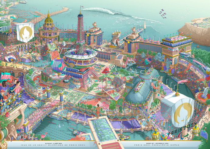 affiches JO 2024 full les deux diptyques sont ici réunis