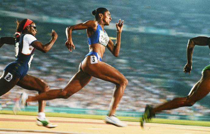 Marie-Josée Perec aux JO d’Atlanta, sur 200m.