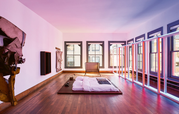 Bed 3 installed on the fifth floor of 101 Spring Street,Judd Foundation, New York, from Donald JuddFurniture (2024) published by Judd Foundation andMACK. Kyle Knodell © Judd Foundation. Courtesy ofJudd Foundation and MACK. Art © ClaesOldenburg . Art © Stephen Flavin; John ChamberlainArt © Fairweather & Fairweather LTD; / Artists RightsSociety (ARS), New York.