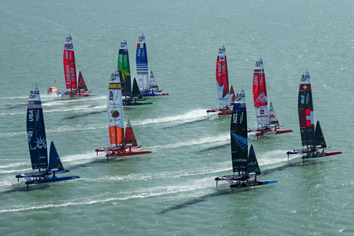 Vue du SailGP à Christchurch, en Nouvelle-Zélande.