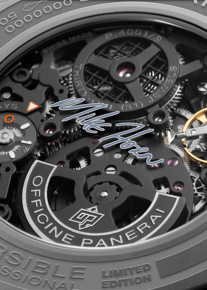 La Submersible GMT Titanio Mike Horn Experience Edition PAM01670, de la marque d’horlogerie Panerai, inspirée par l’aventurier Mike Horn.